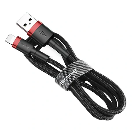 Cablu Date Lightning Baseus Braided Cafule Negru-Rosu 3m