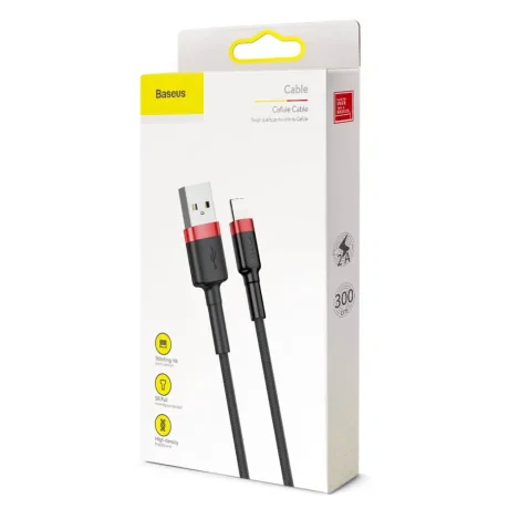 Cablu Date Lightning Baseus Braided Cafule Negru-Rosu 3m