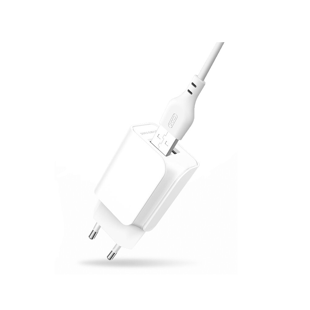 Incarcator Retea XO 2xUSB + Cablu iPhone 1m Alb thumb