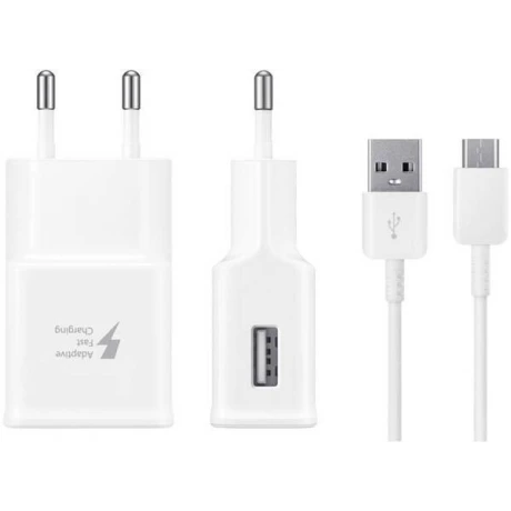 Incarcator de Retea USB C Samsung 15W + Cablu date USB-C Alb Fast Charging