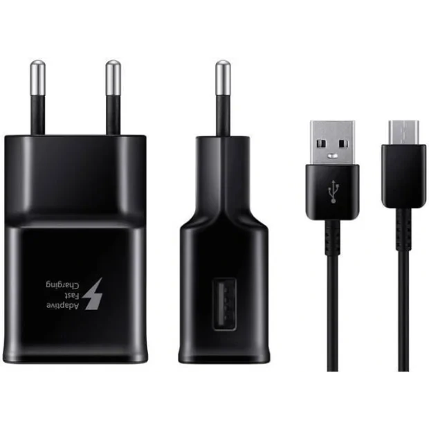 Incarcator Retea USB C Samsung 15W + Cablu date USB-C Fast Charging Negru