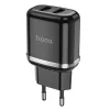 Set Incarcator Retea + Cablu Date Lightning Hoco N4 Aspiring 2xUSB 12W 2.4A 1m Negru