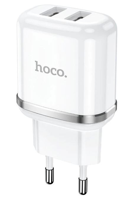Set Incarcator Retea + Cablu Date Micro Usb Hoco N4 Aspiring 2xUSB 12W 2.4A 1m Alb thumb