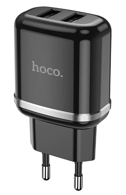 Set Incarcator Retea + Cablu Date Micro Usb Hoco N4 Aspiring 2xUSB 12W 2.4A 1m Negru thumb