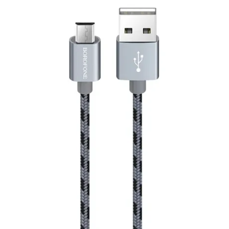 Cablu Date Micro Usb Borofone BX24 Ring Textil 1m Argintiu