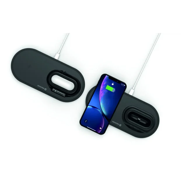 Incarcator Wireless Swissten 3 in 1 15W Negru