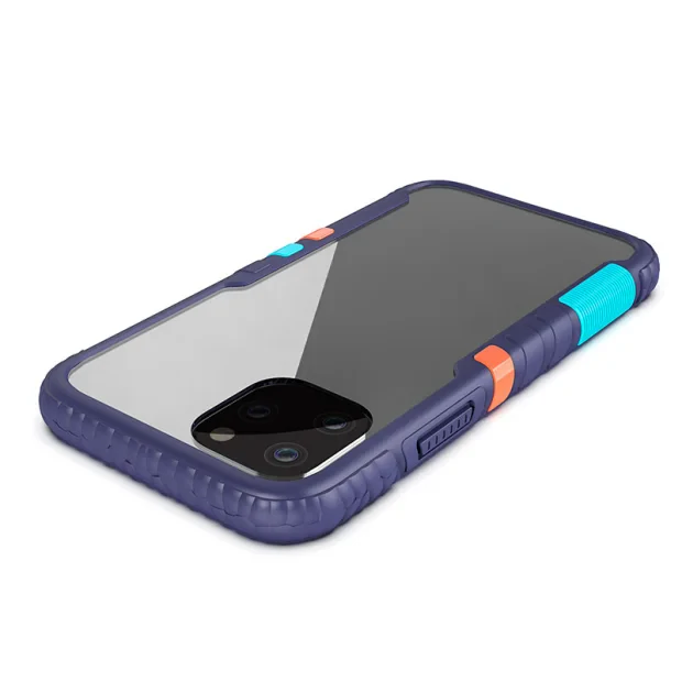 Husa Cover Hard X-Fitted Chameleon pentru iPhone 12 Pro Max Transparent Rama Albastru