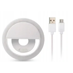 Lampa Led Ring pentru Selfie cu Cablu Date Micro Usb Alb