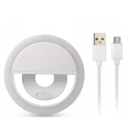Lampa Led Ring pentru Selfie cu Cablu Date Micro Usb Alb