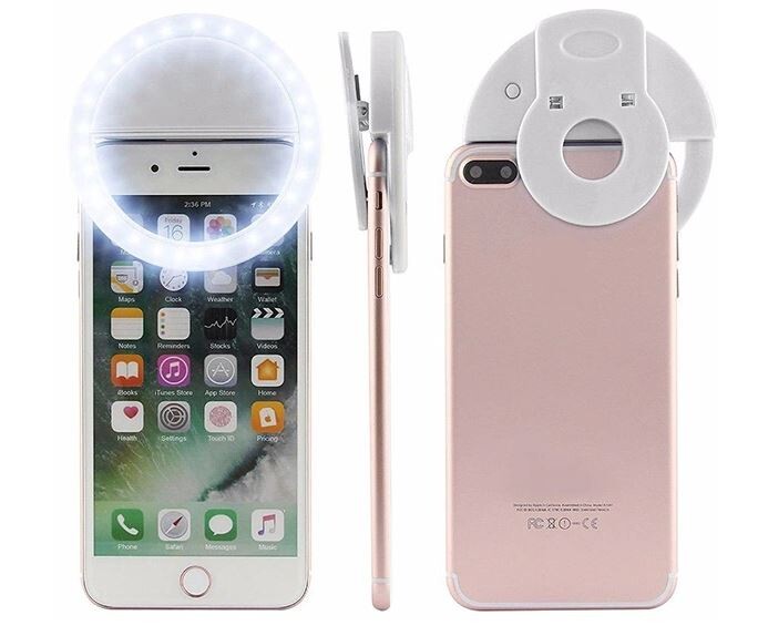 Lampa Led Ring pentru Selfie cu Cablu Date Micro Usb Alb thumb
