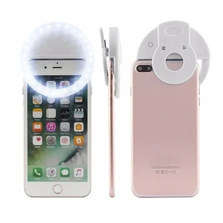 Lampa Led Ring pentru Selfie cu Cablu Date Micro Usb Alb