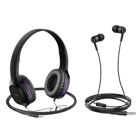 Set Casti Audio In-Ear Si On-Ear Hoco W24 Jack 3.5mm 1.2m Mov