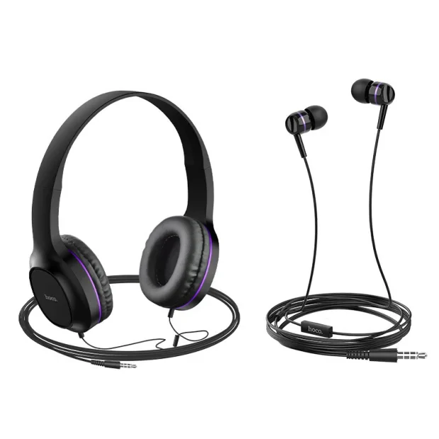 Set Casti Audio In-Ear Si On-Ear Hoco W24 Jack 3.5mm 1.2m Mov