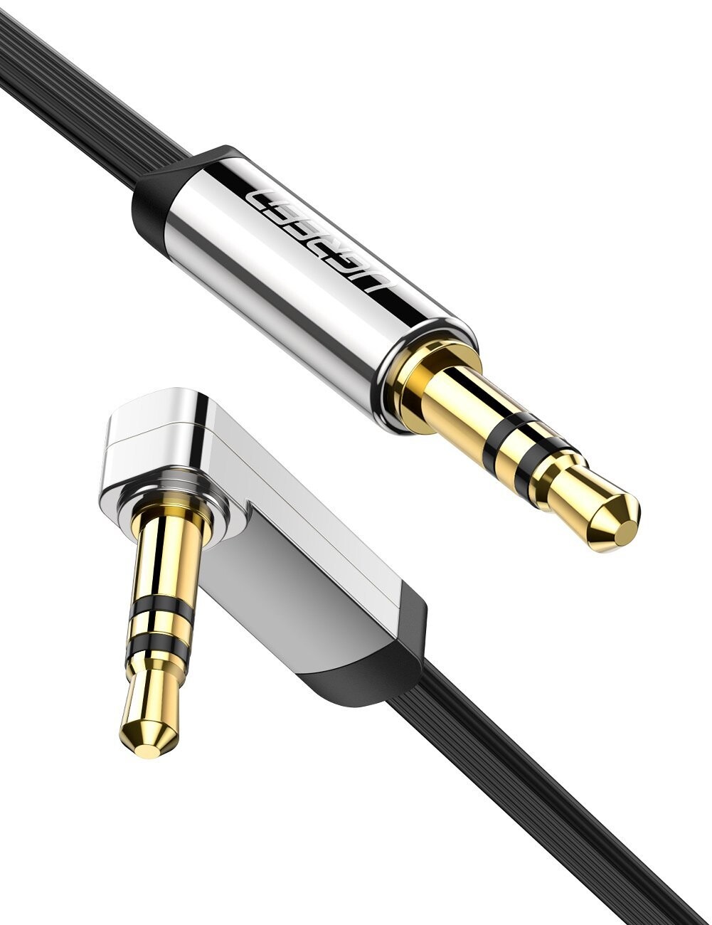 Cablu Audio Angled Flat Jack 3.5mm Ugreen 0.5m Negru thumb