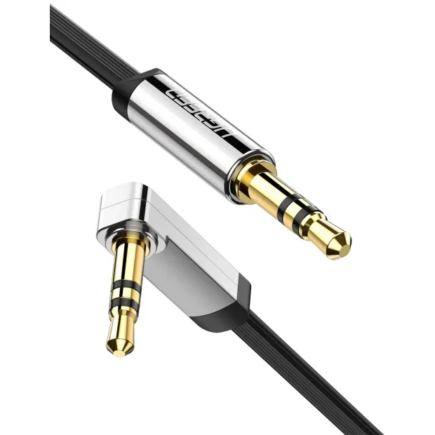 Cablu Audio Angled Flat Jack 3.5mm Ugreen 0.5m Negru