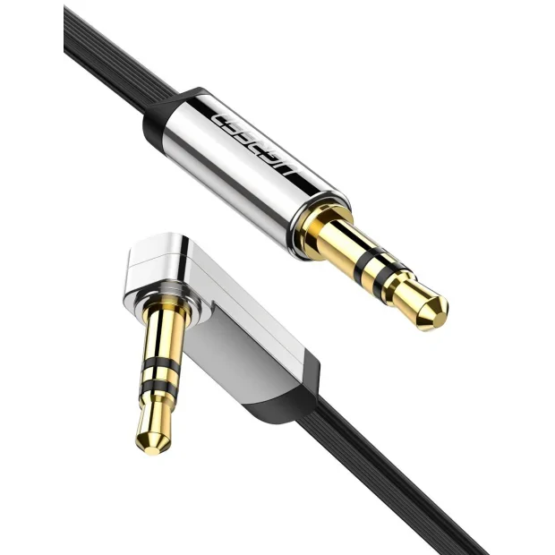 Cablu Audio Angled Flat Jack 3.5mm Ugreen 1m Negru