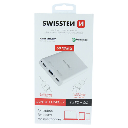 Adaptor Swissten 4xUSB QC-PD 3.0 QC 4 PPS 60W Alb thumb