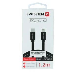 Cablu Date Usb C- Lightning Swissten Textil Mfi 3A 1.2m Negru