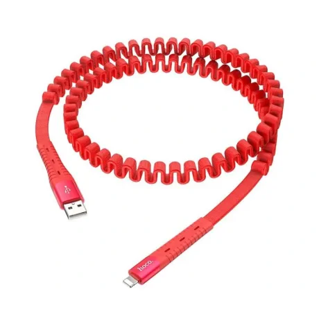 Cablu Date Lightning to Usb A Hoco U78 Cotton Treasure Textil 1.2m Rosu