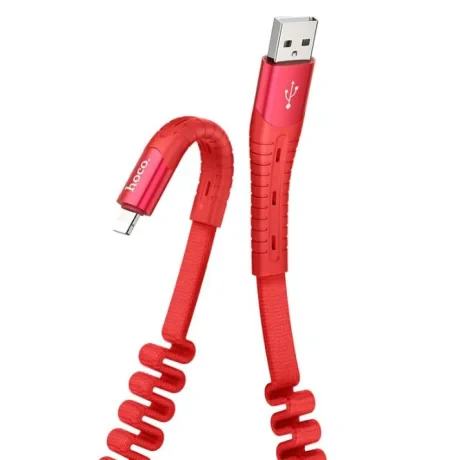Cablu Date Lightning to Usb A Hoco U78 Cotton Treasure Textil 1.2m Rosu