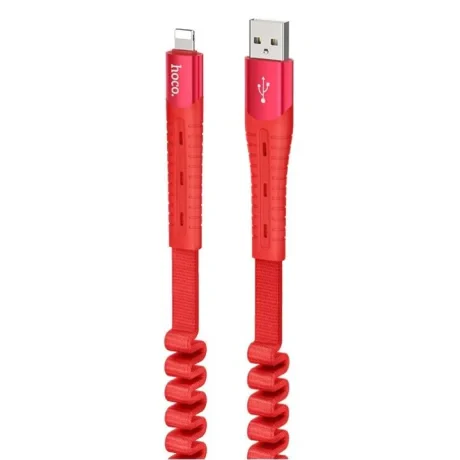 Cablu Date Lightning to Usb A Hoco U78 Cotton Treasure Textil 1.2m Rosu