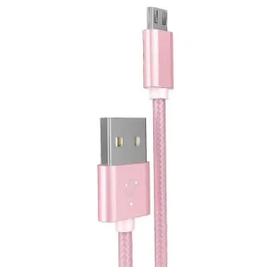 Cablu impletit Micro Usb cu incarcare rapida Hoco X2 Roz Gold