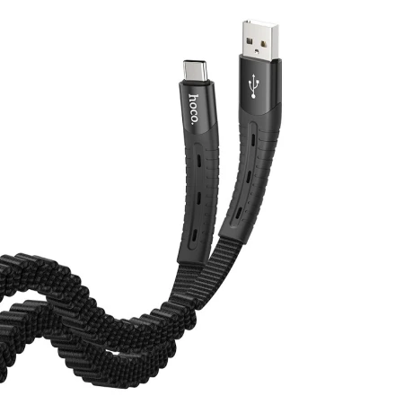 Cablu Date Type C to Usb A Hoco U78 Cotton Treasure Textil 1.2m Negru