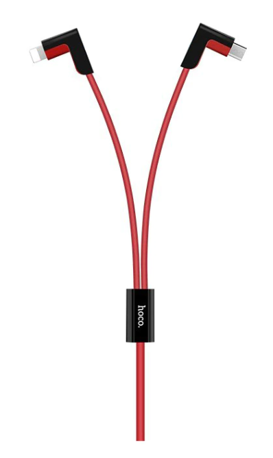 Cablu Hoco X12 2 in 1 MicroUsb+Lightning cu Magnet Rosu thumb