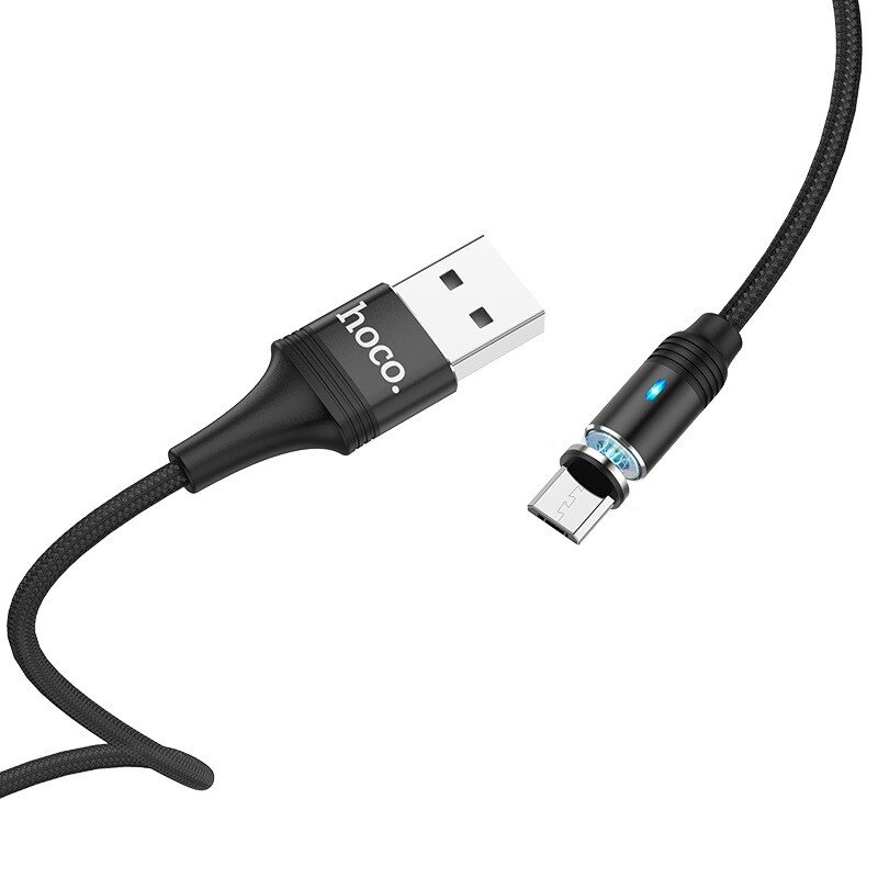 Cablu Date Micro Usb Hoco U76 Textil 1.2m Magnetic Negru thumb