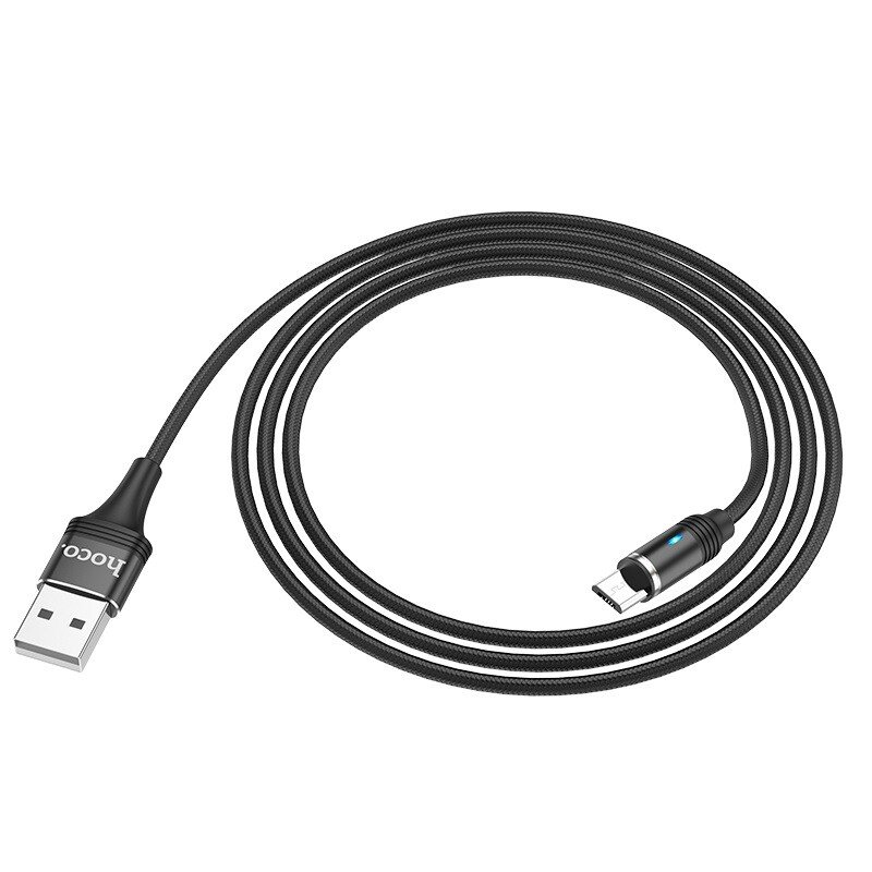 Cablu Date Micro Usb Hoco U76 Textil 1.2m Magnetic Negru thumb