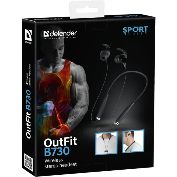 Casti Bluetooth Defender Sport OutFit B730 Wireless BT 4.2 Negru
