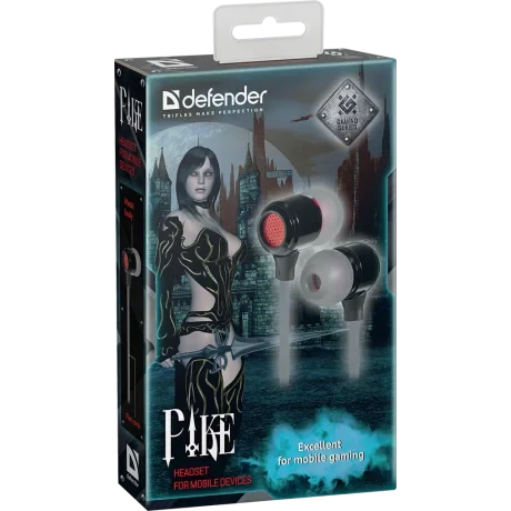 Casti cu Fir Defender Pike Jack 3.5mm 1.2m Negru-Rosu