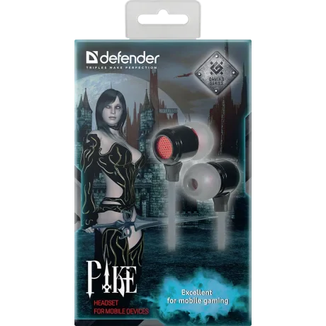 Casti cu Fir Defender Pike Jack 3.5mm 1.2m Negru-Rosu