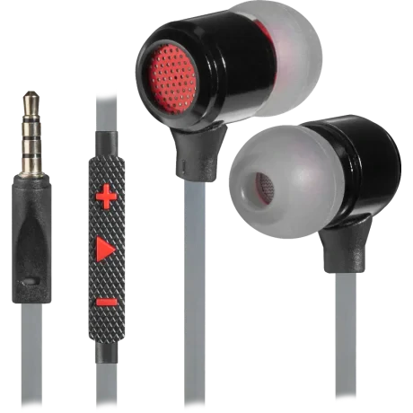 Casti cu Fir Defender Pike Jack 3.5mm 1.2m Negru-Rosu