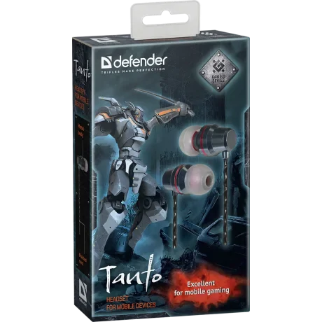 Casti cu Fir Defender Tanto Jack 3.5mm 1.2m Gri