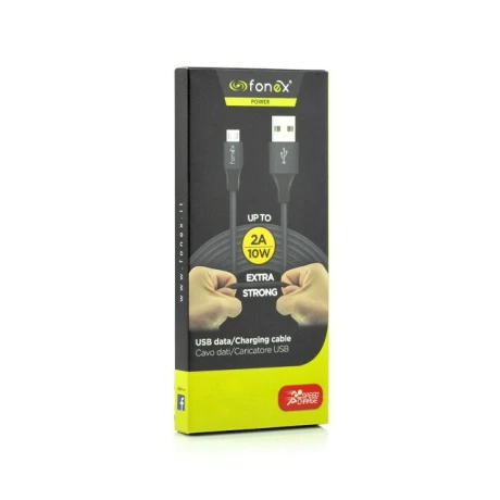Cablu Date Lightning Fonex Textil 1m Negru