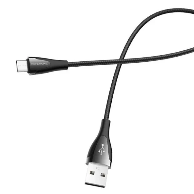 Cablu Date Micro Usb Borofone B20 Advantageous Textil 1.2m Negru