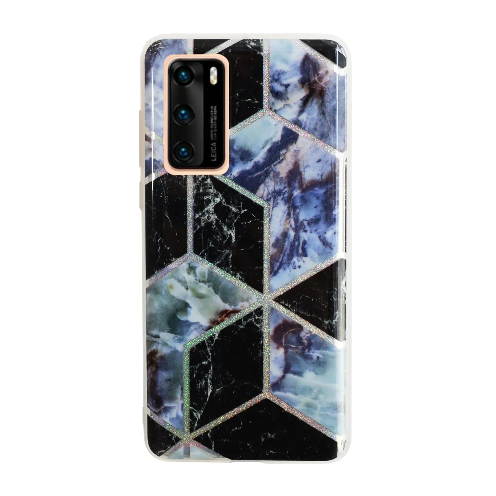 Husa Cover Silicon Geometric pentru Huawei P40 Negru thumb