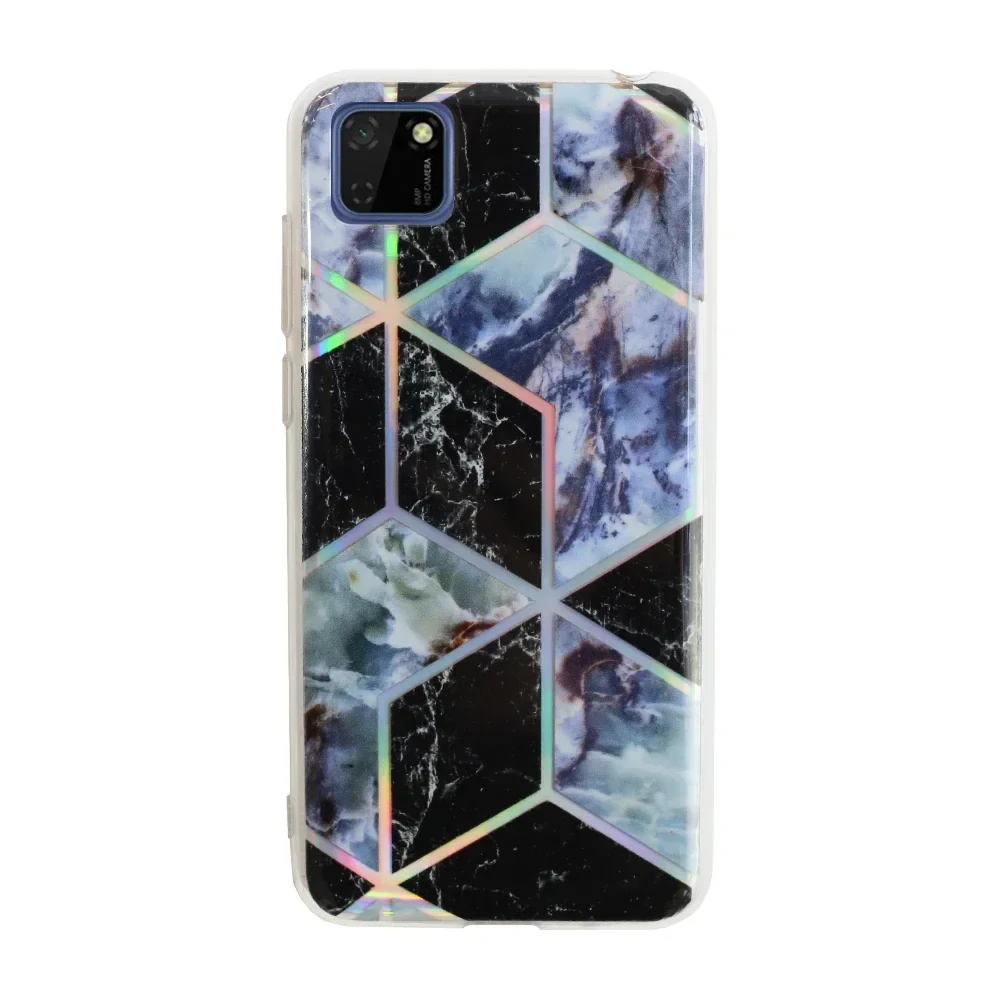 Husa Cover Silicon Geometric pentru Huawei Y5P Negru