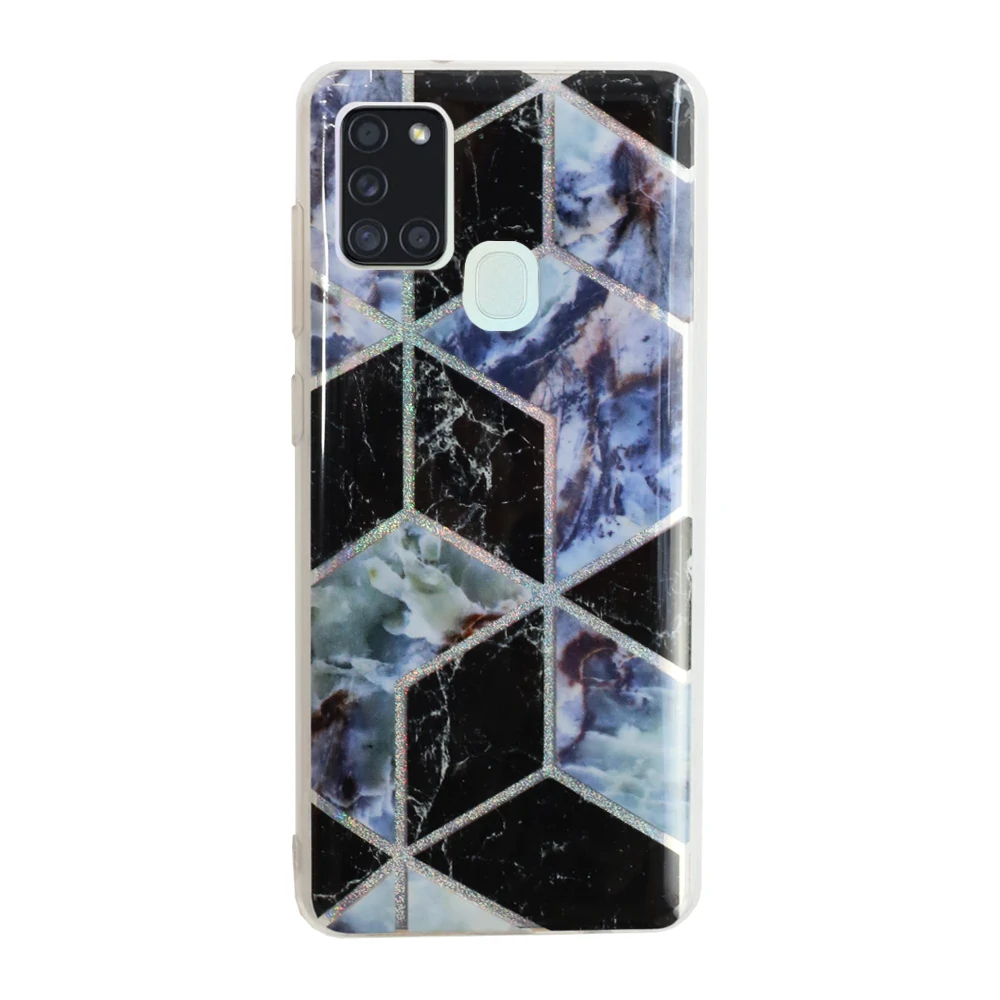 Husa Cover Silicon Geometric pentru Samsung Galaxy A21s Bulk Negru thumb