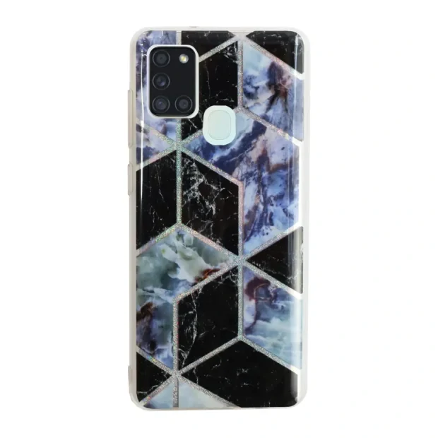 Husa Cover Silicon Geometric pentru Samsung Galaxy A21s Bulk Negru
