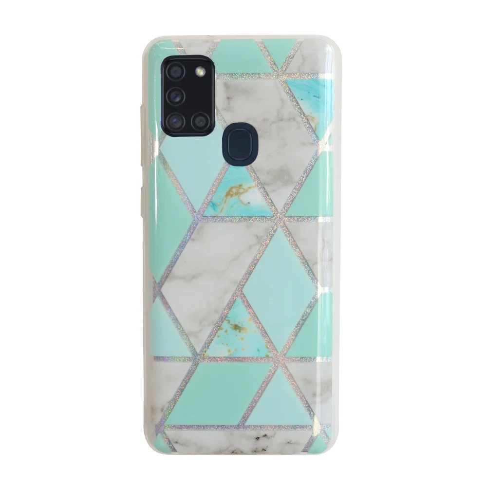 Husa Cover Silicon Geometric pentru Samsung Galaxy A21s Verde thumb