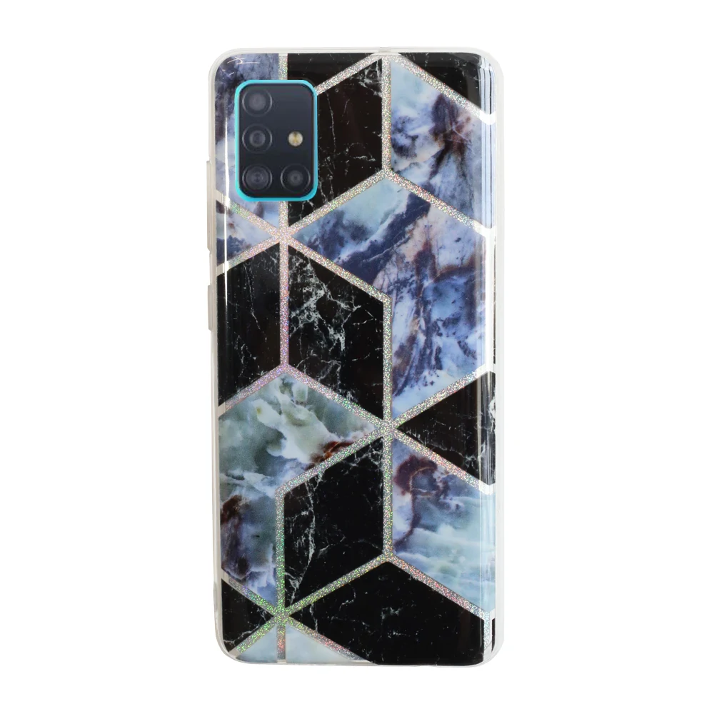 Husa Cover Silicon Geometric pentru Samsung Galaxy A51 Bulk Negru thumb