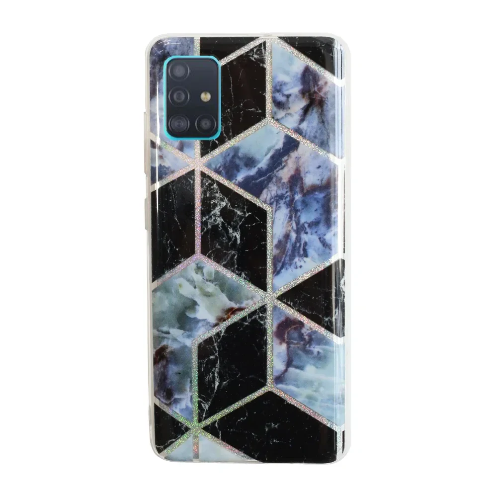 Husa Cover Silicon Geometric pentru Samsung Galaxy A51 Bulk Negru