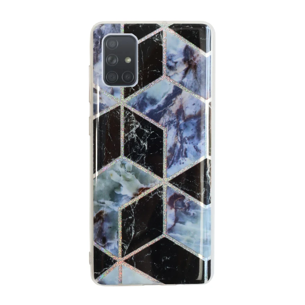 Husa Cover Silicon Geometric pentru Samsung Galaxy A71 Bulk Negru thumb