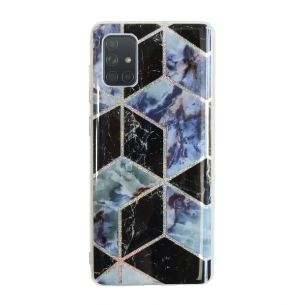 Husa Cover Silicon Geometric pentru Samsung Galaxy A71 Bulk Negru