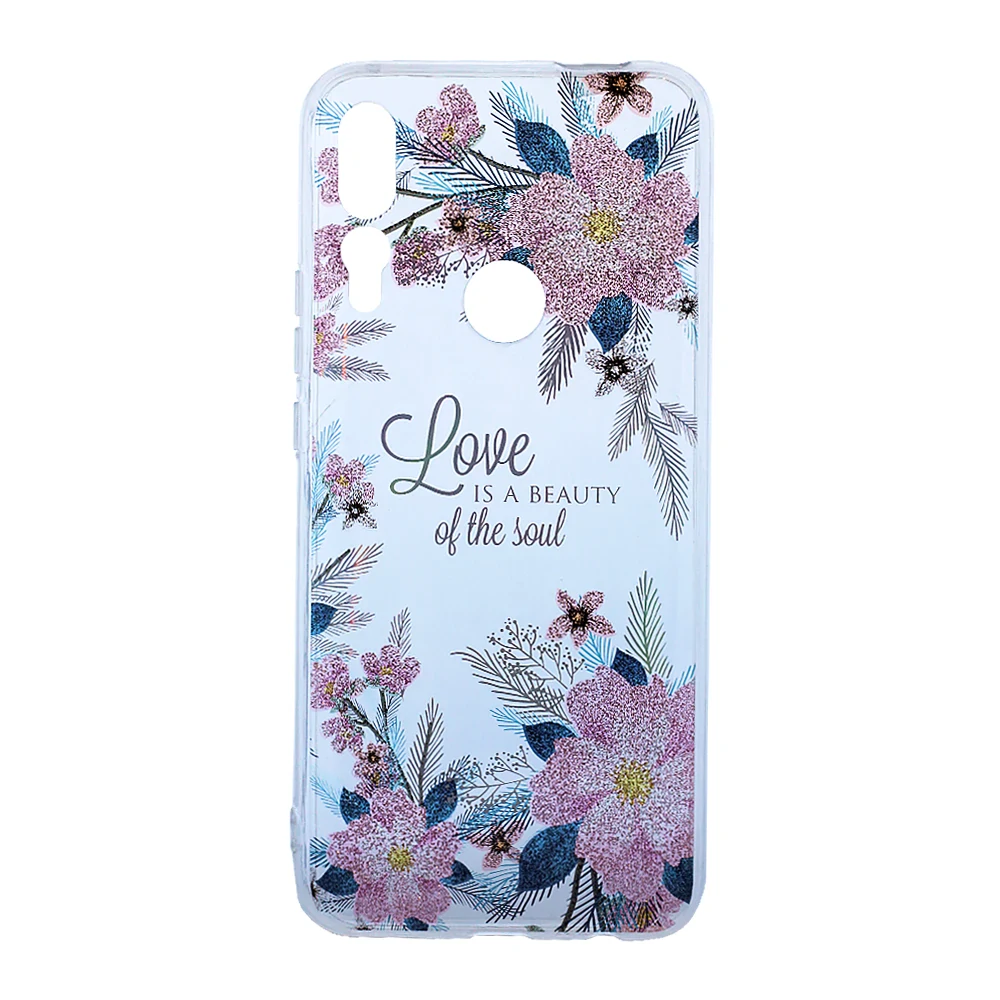 Husa Cover Silicon Fashion pentru Huawei P Smart Z Transparent Flori Roz thumb