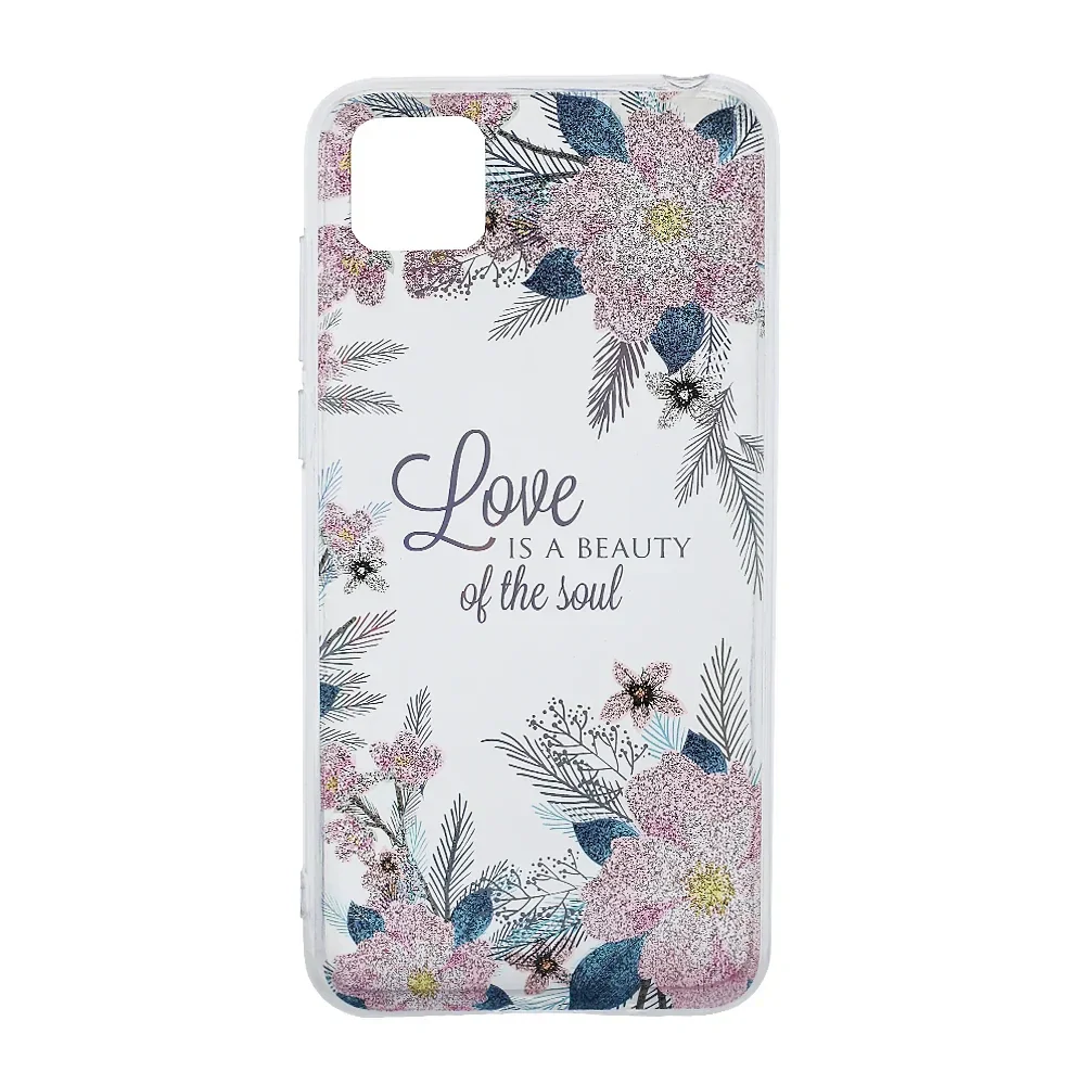 Husa Cover Silicon Fashion pentru Huawei Y5P Transparent Flori Roz