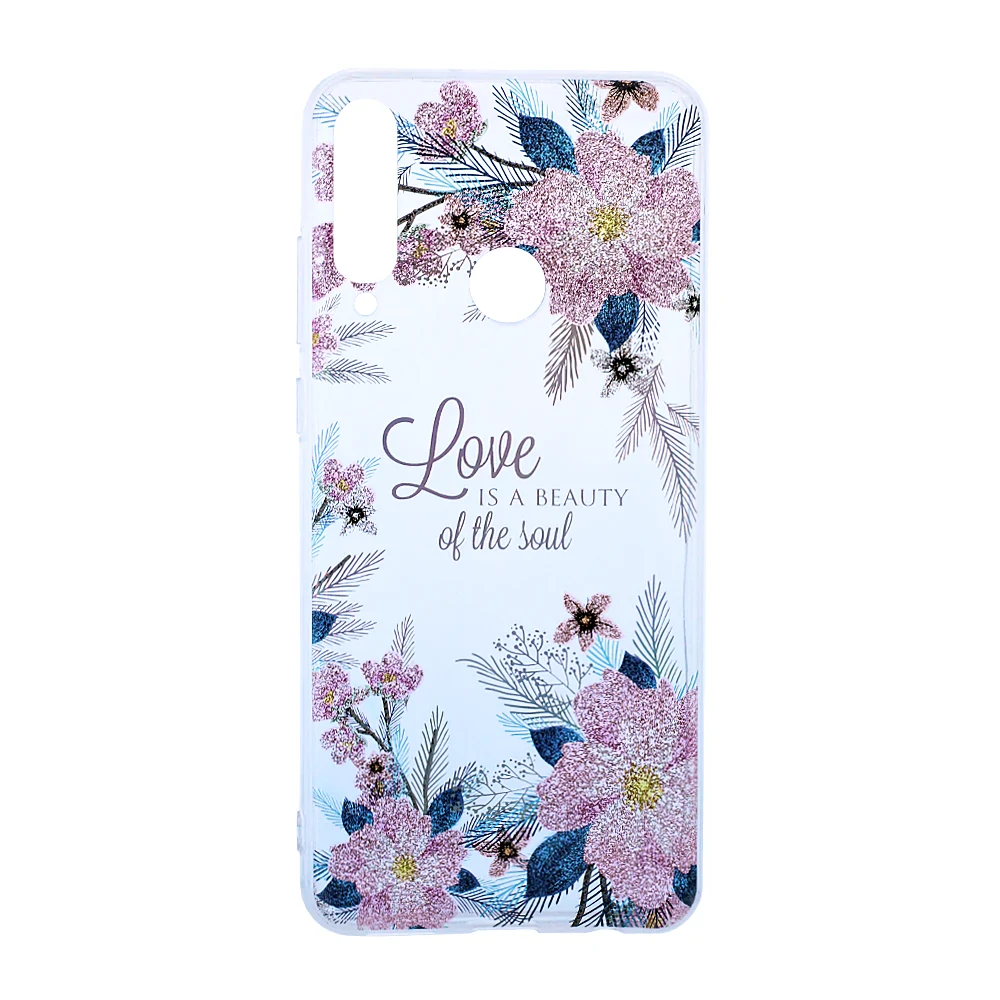 Husa Cover Silicon Fashion pentru Huawei Y6P Transparent Flori Roz thumb