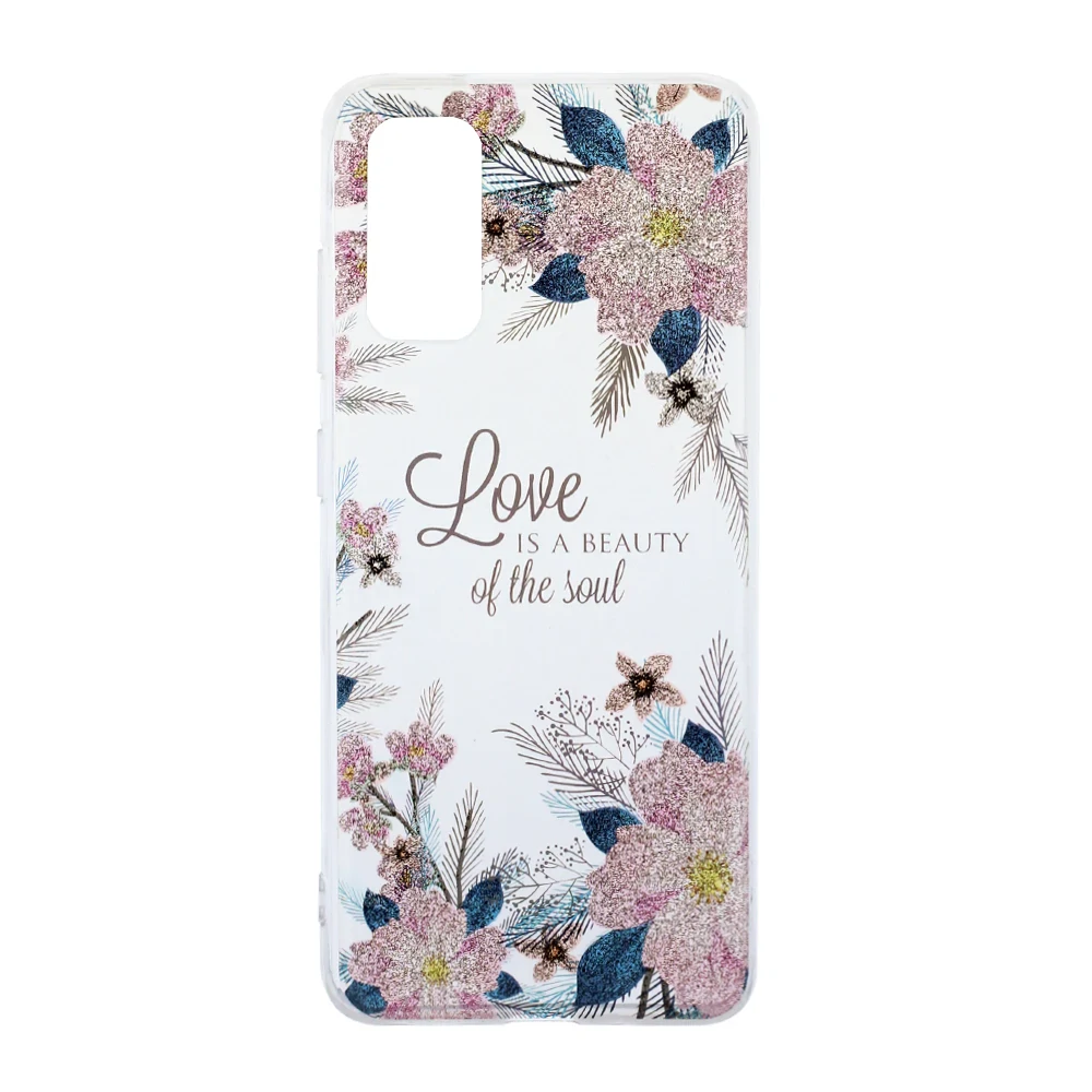 Husa Cover Silicon Fashion pentru Samsung Galaxy S20 Transparent Flori Roz thumb